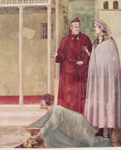Giotto: L'omaggio di un semplice delle storie di San Francesco